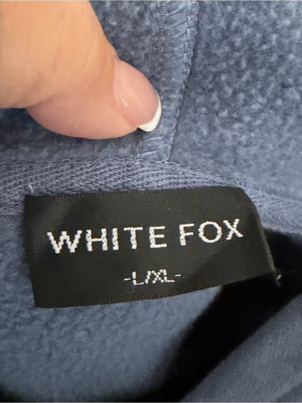 White Fox Made with Love Hoodie Sweatshirt in Blue Size Large/Extra Large VGUC - Picture 3 of 4